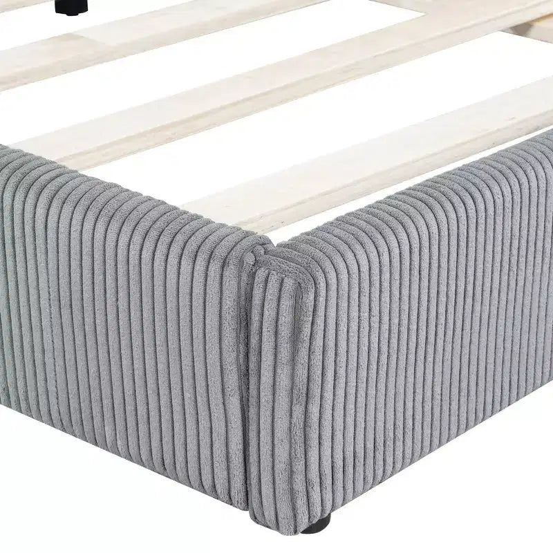 Lit de repos en velours côtelé en forme de L Luxystar Modern de taille normale pour salon ou chambre d'amis