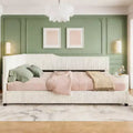 Luxystar Modern Full Size L-Shaped Corduroy Upholstered Daybed for Living Room or Guest Room