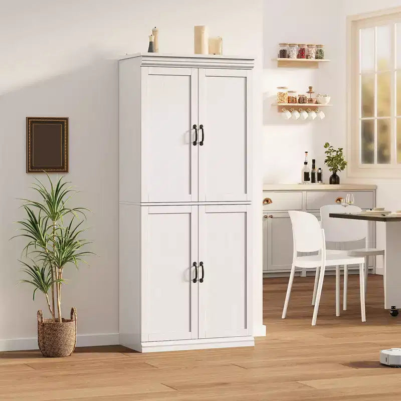 70 Meuble Colonne de Cuisine avec Portes et Étagères Réglables, Meuble de Rangement Autonome, Grande Armoire de Rangement pour Salle de Bain