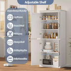 70 Meuble Colonne de Cuisine avec Portes et Étagères Réglables, Meuble de Rangement Autonome, Grande Armoire de Rangement pour Salle de Bain