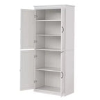 70 Meuble Colonne de Cuisine avec Portes et Étagères Réglables, Meuble de Rangement Autonome, Grande Armoire de Rangement pour Salle de Bain