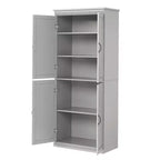 70 Meuble Colonne de Cuisine avec Portes et Étagères Réglables, Meuble de Rangement Autonome, Grande Armoire de Rangement pour Salle de Bain