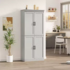 70 Meuble Colonne de Cuisine avec Portes et Étagères Réglables, Meuble de Rangement Autonome, Grande Armoire de Rangement pour Salle de Bain