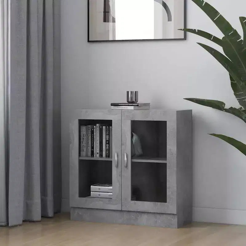 vidaXL Armoire de Vitrine Gris Béton 32,5x12,0x31,5 Bois d'Ingénierie