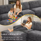 Dyonery 120 - Canapé modulaire sectionnel, Canapé sectionnel Cloud avec assise profonde, Canapé modulaire en L moderne avec méridienne.
