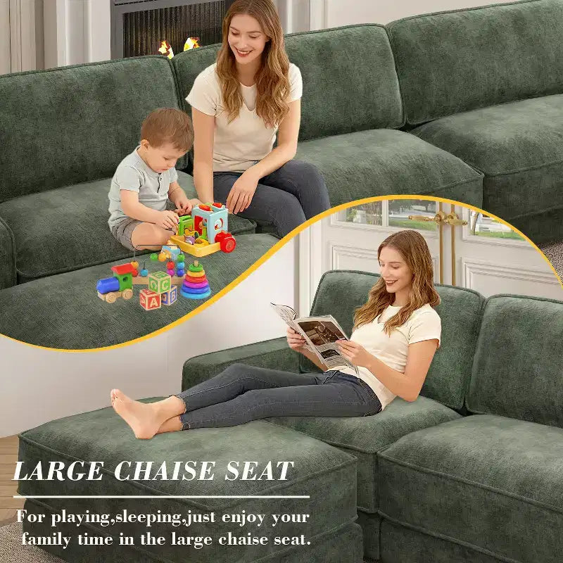 Dyonery 120 - Canapé modulaire sectionnel, Canapé sectionnel Cloud avec assise profonde, Canapé modulaire en L moderne avec méridienne.