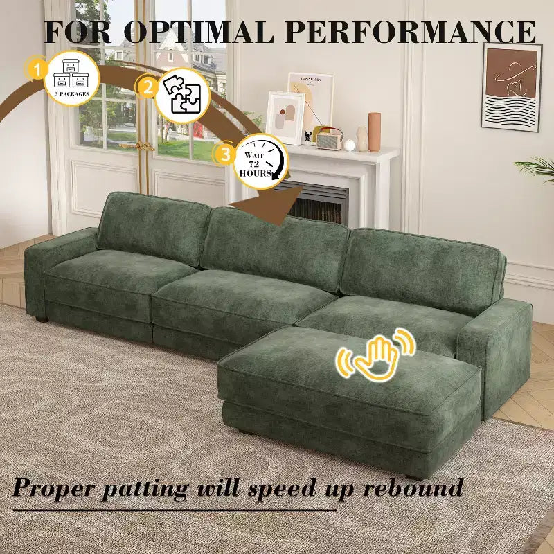 Dyonery 120 - Canapé modulaire sectionnel, Canapé sectionnel Cloud avec assise profonde, Canapé modulaire en L moderne avec méridienne.