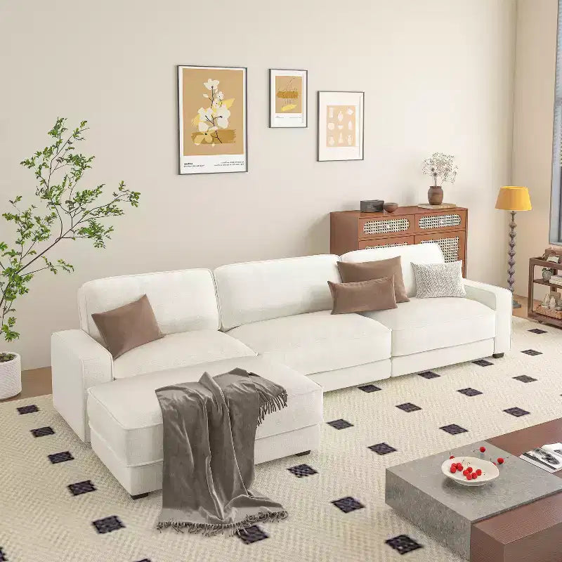 Dyonery 120 Modular Sectional Sofa, Cloud Sectional Couch with Deep Seat, Modern Modular L-Shape Sofa Couch with Chaise.