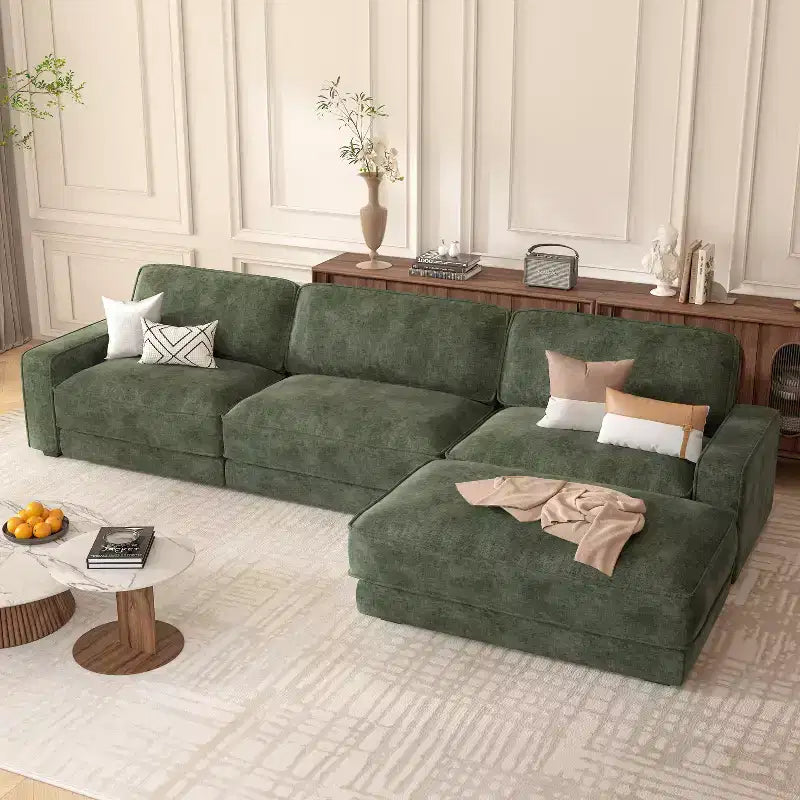 Dyonery 120 - Canapé modulaire sectionnel, Canapé sectionnel Cloud avec assise profonde, Canapé modulaire en L moderne avec méridienne.