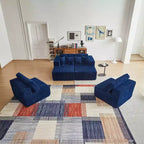 MAYEERTY Canapé sectionnel modulable en flanelle bleue en forme de U, mousse haute densité avec oreillers décoratifs