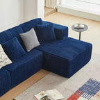MAYEERTY Canapé sectionnel modulable en flanelle bleue en forme de U, mousse haute densité avec oreillers décoratifs