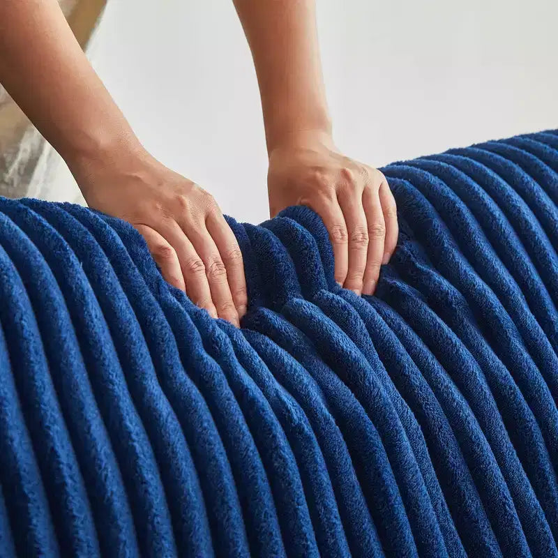 MAYEERTY Canapé sectionnel modulable en flanelle bleue en forme de U, mousse haute densité avec oreillers décoratifs