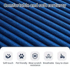 MAYEERTY Canapé sectionnel modulable en flanelle bleue en forme de U, mousse haute densité avec oreillers décoratifs