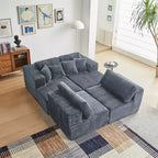 MAYEERTY Canapé sectionnel modulable en flanelle bleue en forme de U, mousse haute densité avec oreillers décoratifs