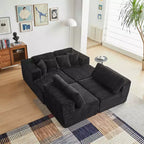 MAYEERTY Canapé sectionnel modulable en flanelle bleue en forme de U, mousse haute densité avec oreillers décoratifs