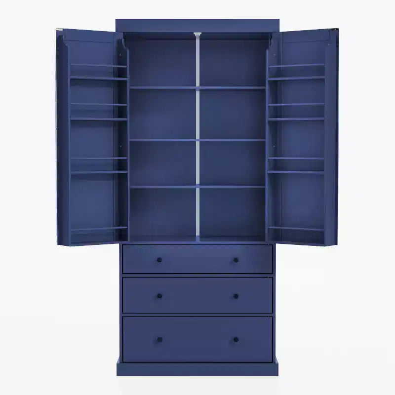 Étagères de porte de garde-manger de cuisine de ferme, armoire de rangement haute autonome avec 3 étagères réglables et 3 tiroirs pour salle à manger