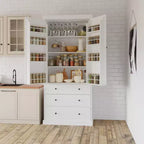 Étagères de porte de garde-manger de cuisine de ferme, armoire de rangement haute autonome avec 3 étagères réglables et 3 tiroirs pour salle à manger
