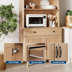 Buffet en bois naturel moderne avec 3 niveaux de rangement, tiroir et étagères ouvertes