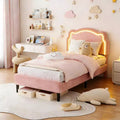 Upholstered Twin Platform Bed for Kids with Adjustable Bear-Shaped Headboard  Storage Drawer  Wooden Slats  Noise-Free, No Box Seasonal Needed