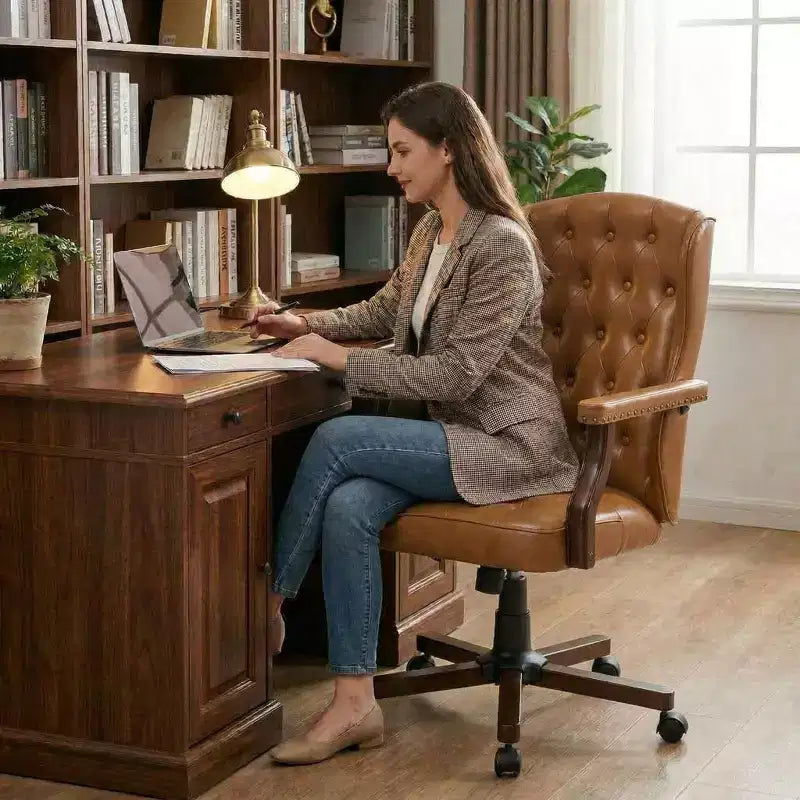 Fauteuil de bureau de direction avec dossier à oreilles et pivotant pour le bureau à domicile