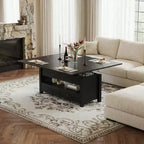 40 Inch Lift Top Coffee Table, Multi-Function Convertible Table with Drawers & Hidden Compartment for Living Room and Dining Use
