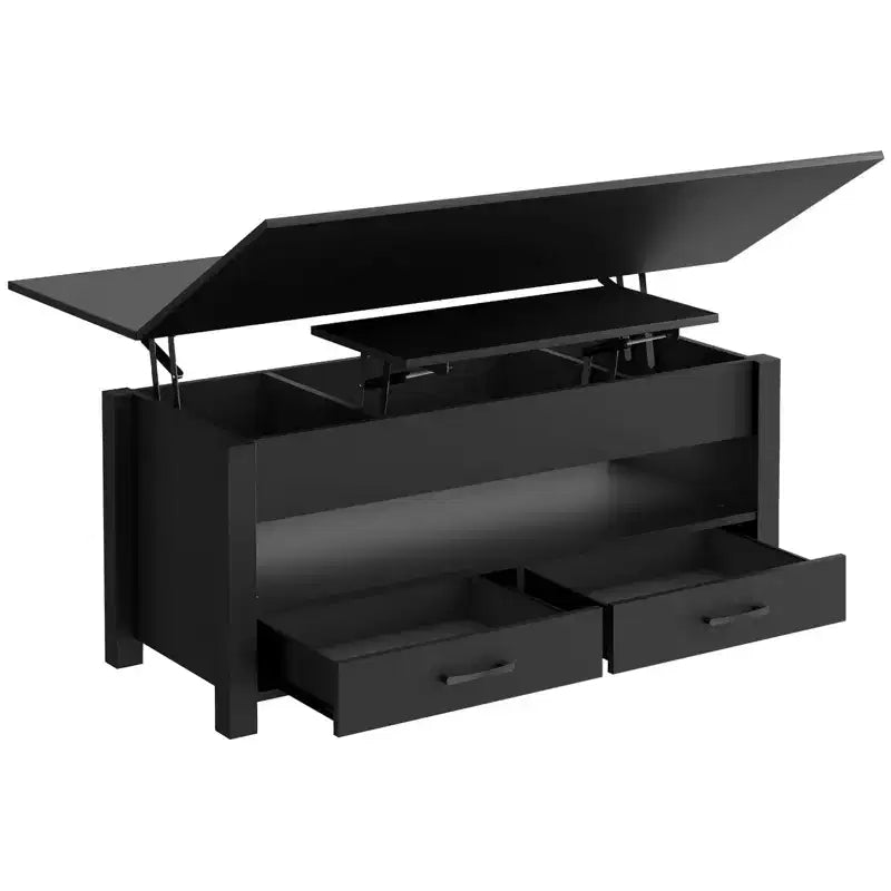 Table basse relevable de 40 pouces, table convertible multifonctionnelle avec tiroirs et compartiment caché pour salon et salle à manger