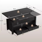 Table basse relevable de 40 pouces, table convertible multifonctionnelle avec tiroirs et compartiment caché pour salon et salle à manger