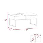 Table basse relevable Armin Espresso Onyx avec pieds en métal, une étagère ouverte, table de rangement moderne pour salon