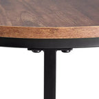 Lot de 2 tables basses gigognes vintage marron et noir, tables d'appoint rondes à cadre métallique de 60 cm pour petit salon