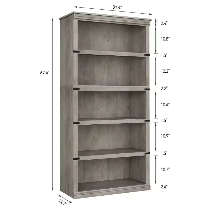 Bibliothèque en bois de ferme avec rangement, étagères ouvertes rustiques pour le bureau à domicile, le salon et la chambre, organisateur de bibliothèque en bois robuste