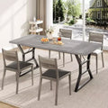 Farmhouse Rectangular Dining Table for 6, Rustic Solidified Wood Top and Heavy Duty Metal Legs, Sturdy Kitchen and Dining Room Table for Family Meals