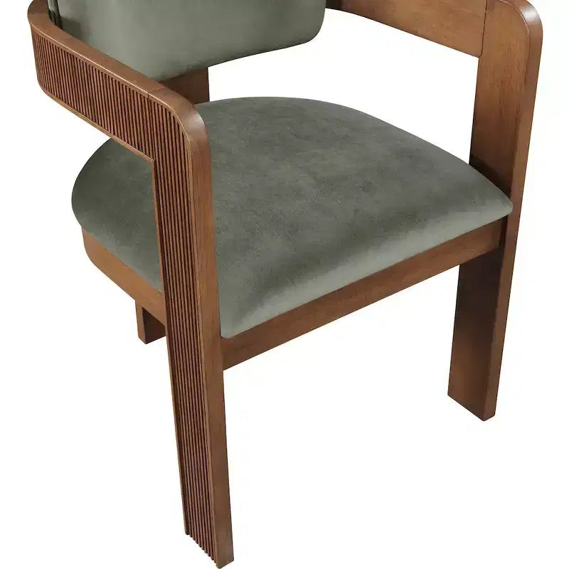 Chaise de salle à manger en velours vert Sacha de Meridian Furniture, lot de 2
