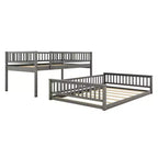Lit en bois Queen Size FAMYYT avec barrière en forme de clôture, échelle, montage facile