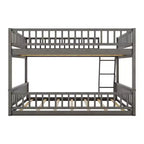 Lit en bois Queen Size FAMYYT avec barrière en forme de clôture, échelle, montage facile