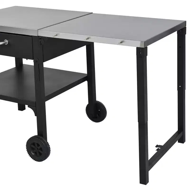 GDFStudio Mavis Chariot de cuisine extérieur pliable en acier inoxydable avec roues