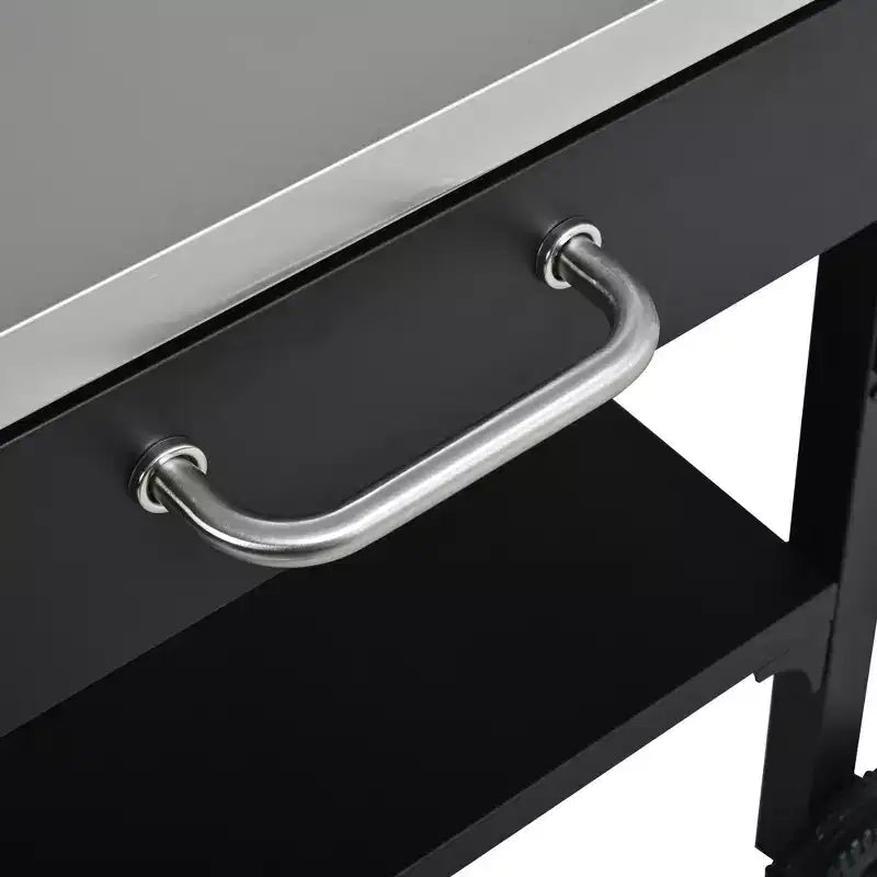 GDFStudio Mavis Chariot de cuisine extérieur pliable en acier inoxydable avec roues