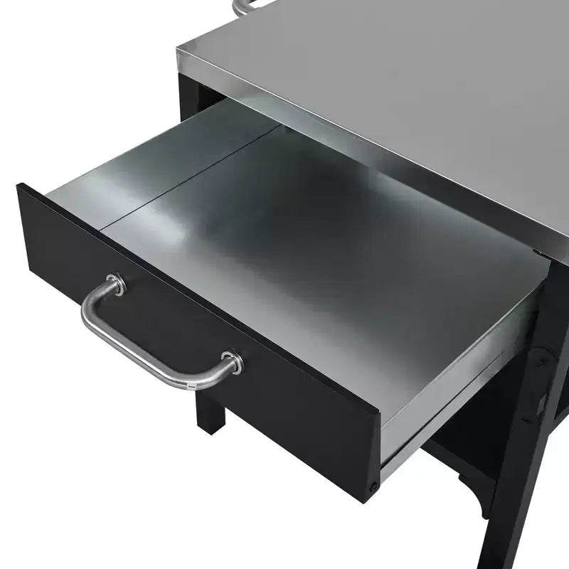 GDFStudio Mavis Chariot de cuisine extérieur pliable en acier inoxydable avec roues