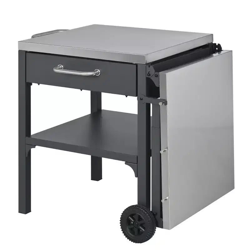GDFStudio Mavis Chariot de cuisine extérieur pliable en acier inoxydable avec roues