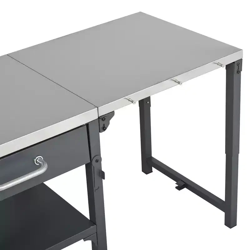 GDFStudio Mavis Chariot de cuisine extérieur pliable en acier inoxydable avec roues
