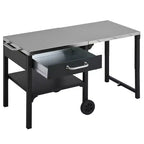GDFStudio Mavis Chariot de cuisine extérieur pliable en acier inoxydable avec roues