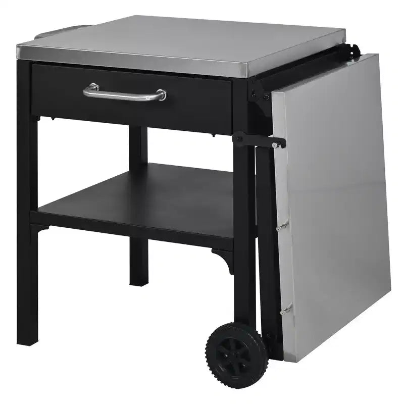 GDFStudio Mavis Chariot de cuisine extérieur pliable en acier inoxydable avec roues