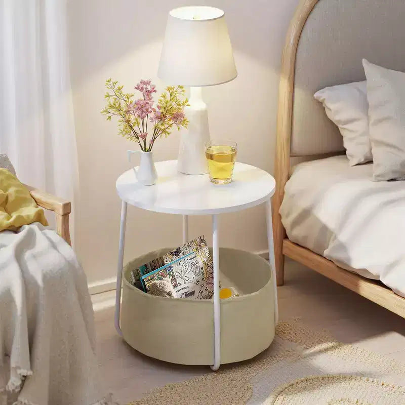 Ensemble de chaise d'appoint FurnitureR avec table basse de rangement, fauteuil en chenille avec table d'appoint ronde, ensemble de meubles de salon pour petits espaces