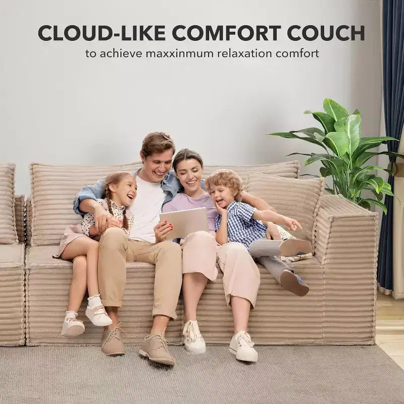 Acekool 107 Canapé modulable Cloud, canapé de sol sans os avec assise profonde pour salon, beige