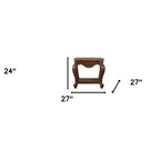HomeRoots Table d'appoint carrée en bois massif de chêne 24 avec étagère