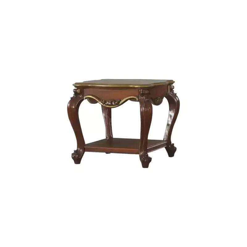 HomeRoots Table d'appoint carrée en bois massif de chêne 24 avec étagère