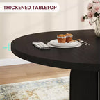 LinTimes 47-63 Table à Manger Ronde Extensible, Ferme en Bois pour 4 à 8 Personnes, Pieds Larges et Support Métallique Robuste, Gain de Place pour Cuisine et Appartement
