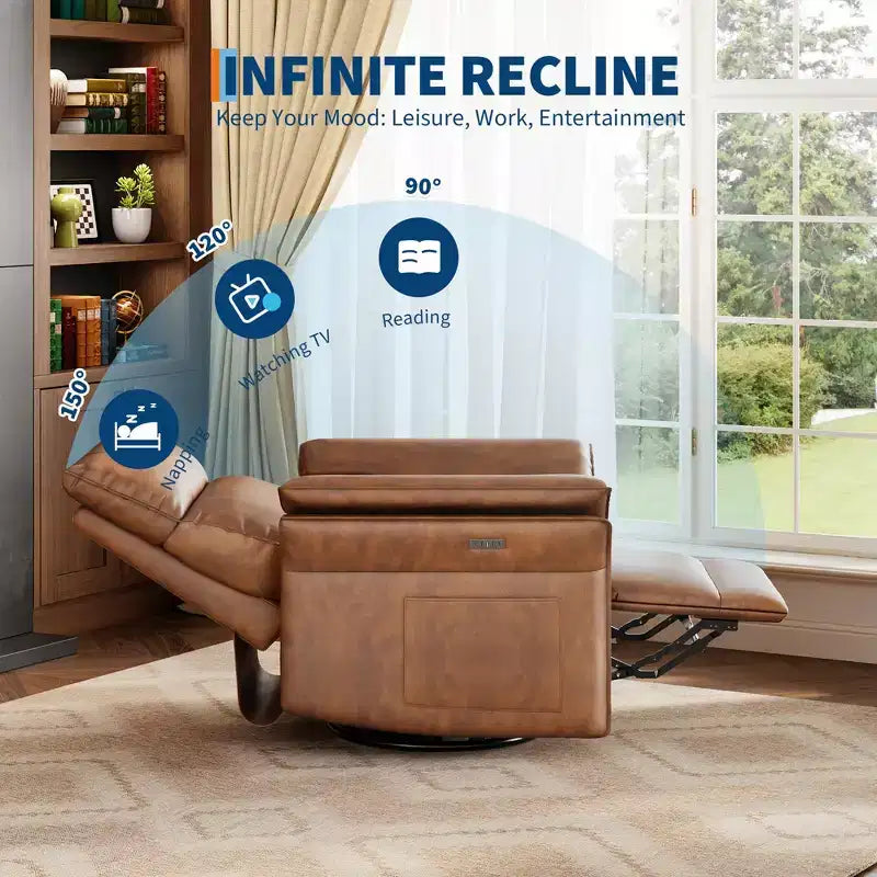 Fauteuil inclinable LinTimes Power Swivel Glider  Fauteuil inclinable individuel moderne, pivotant à 270°, accoudoirs incurvés à double couche, pour salon