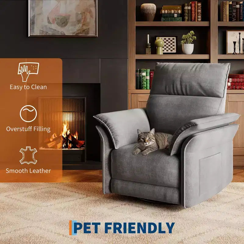 Fauteuil inclinable LinTimes Power Swivel Glider  Fauteuil inclinable individuel moderne, pivotant à 270°, accoudoirs incurvés à double couche, pour salon