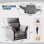 Fauteuil inclinable LinTimes Power Swivel Glider  Fauteuil inclinable individuel moderne, pivotant à 270°, accoudoirs incurvés à double couche, pour salon
