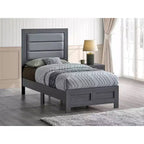 Lit double Passion Furniture Plano avec cadre en bois gris